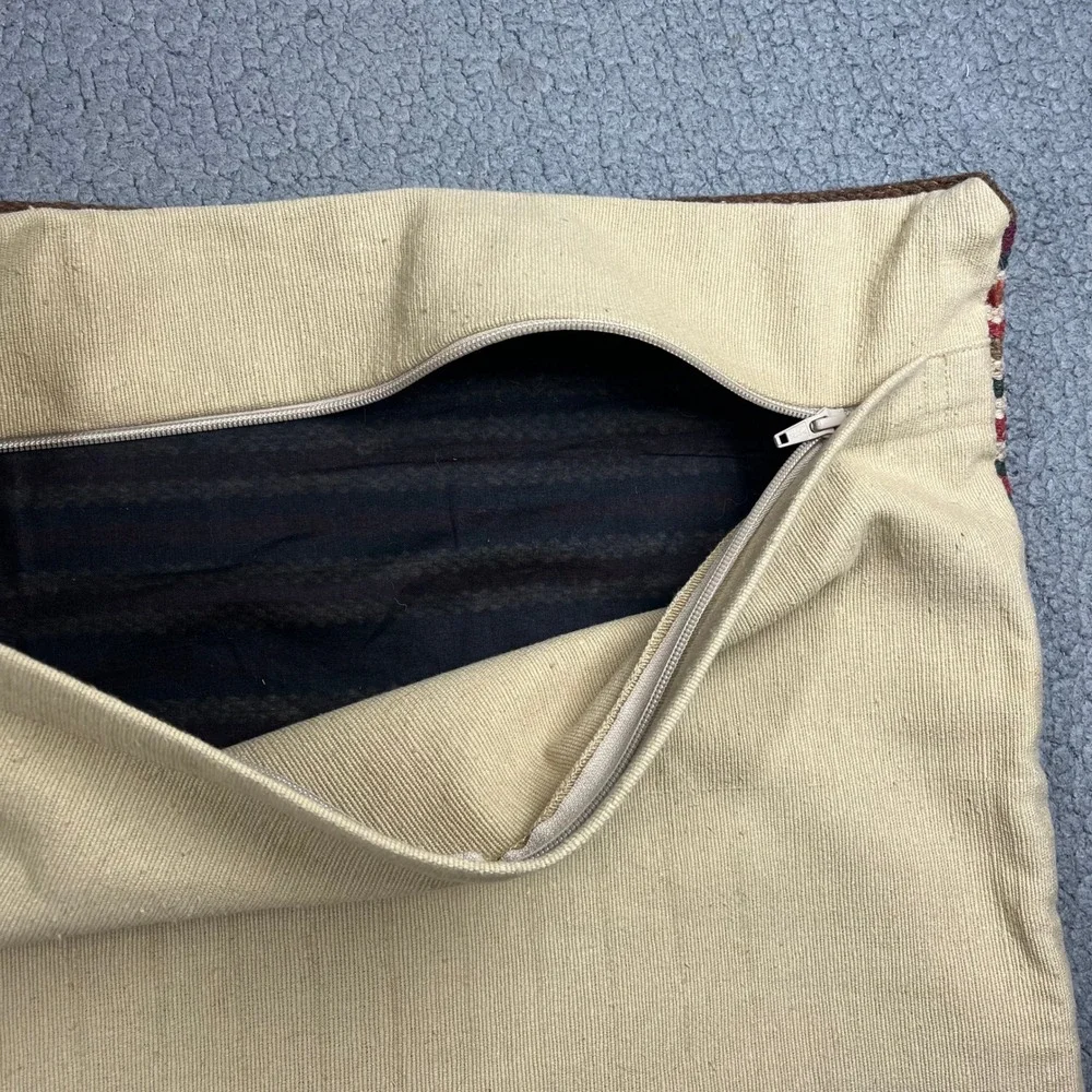 Pottery Barn Kilim Wool Blend Pillow Cover 20x20 Southwestern Striped Brown Red